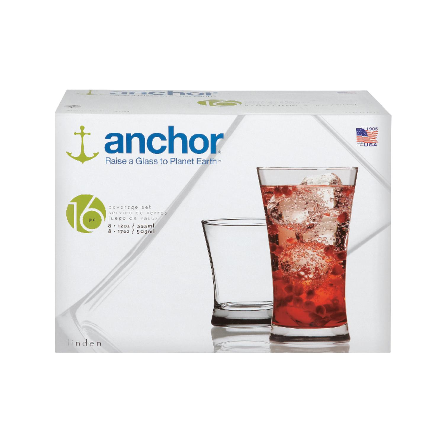 Anchor Hocking Glass Drinkware Glassware Set 16 pk Uae Electronic uaeelectronic.com