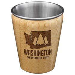 Totally Bamboo 2 oz Brown/Silver Stainless Steel/Wood Washington Shot Glass