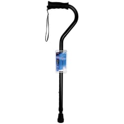 Carex Health Brands Black Offset Walking Cane w/Strap Aluminum/Plastic 39.5 in. H X 6.8 in. L