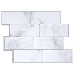 Smart Tiles 8.38 in. W X 11.56 in. L Gray/White Mosaic Vinyl Adhesive Wall Tile 4 pc