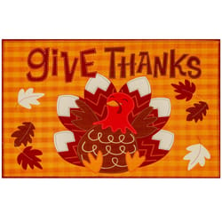 Olivia's Home 22 in. W X 32 in. L Multi-Color Give Thanks Polyester Accent Rug