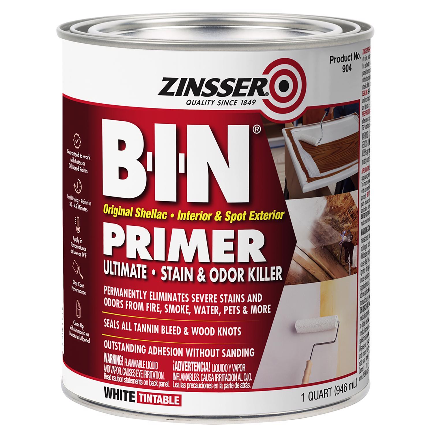Zinsser B-I-N White Flat Shellac-Based Primer and Sealer 1 qt Mfr# 0904 ...