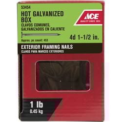 Ace 4D 1-1/2 in. Box Hot-Dipped Galvanized Steel Nail Flat Head 5 lb