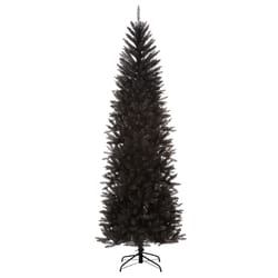 Glitzhome 7-1/2 ft. Pencil Black Tinsel Fir Christmas Tree