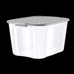 NO!break 71 qt Clear/Gray Storage Tote Stackable