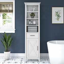 Bush Furniture Key West Bathroom 68.11 in. H X 18.90 in. W X 15.67 in. D White Wood Storage Cabinet