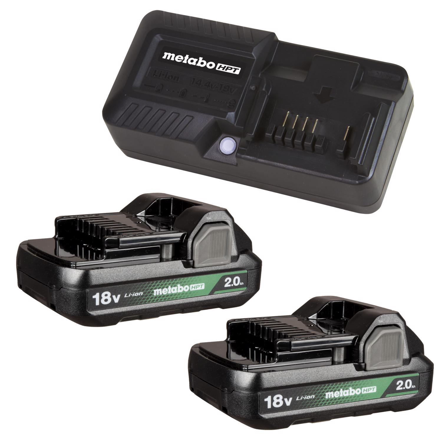 metabo hpt 18v 2 ah lithium-ion battery and charger starter kit 3 pc