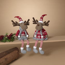 Gerson Multicolored Holiday Moose Shelf Sitters Table Decor 23 in.