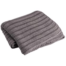 Karma Chunky Knit 60 in. W X 50 in. L Gray Cotton Throw Blanket