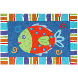 Jellybean 20 in. W X 30 in. L Multi-Color Smiling Fish Polyester Accent Rug