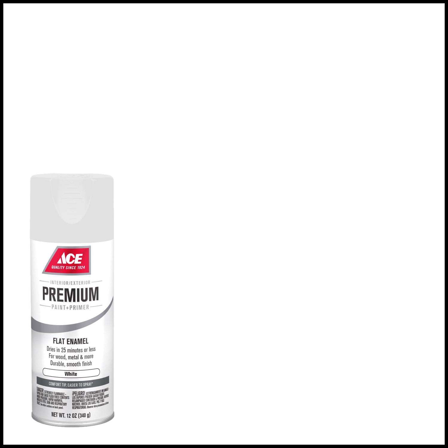 Ace Premium Flat White Paint + Primer Enamel Spray 12 oz Ace Hardware