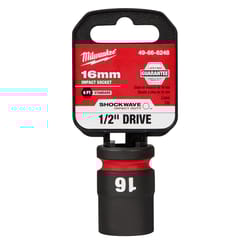 Milwaukee Shockwave 16 mm X 1/2 in. drive Metric/SAE 6 Point Standard Impact Socket 1 pc