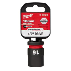 Milwaukee Shockwave 16 mm X 1/2 in. drive Metric/SAE 6 Point Standard Impact Socket 1 pc