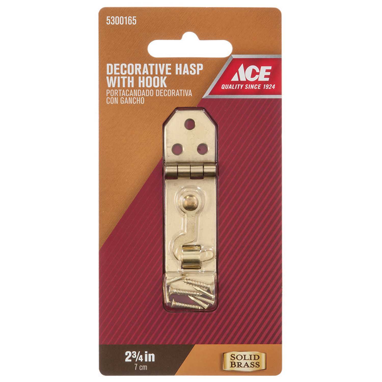 Ace Solid Brass Brass 2.8 in. Decorative Hasp w/Hooks Ace Hardware