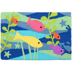 Jellybean 30 in. W X 20 in. L Multicolored Colorful Swimmers Polyester Accent Rug