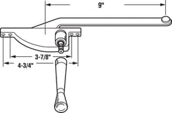 Prime-Line  Bronze  Steel  Left  Single-Arm Casement  Window Operator  For Steel Framed Windows 