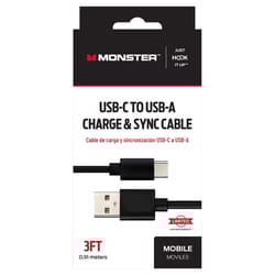 Monster Just Hook It Up USB-C to USB-A Charge and Sync Cable 3 ft. Black