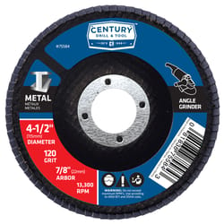 Century Drill & Tool 4-1/2 in. D X 7/8 in. Zirconia Flap Disc 120 Grit 1 pc