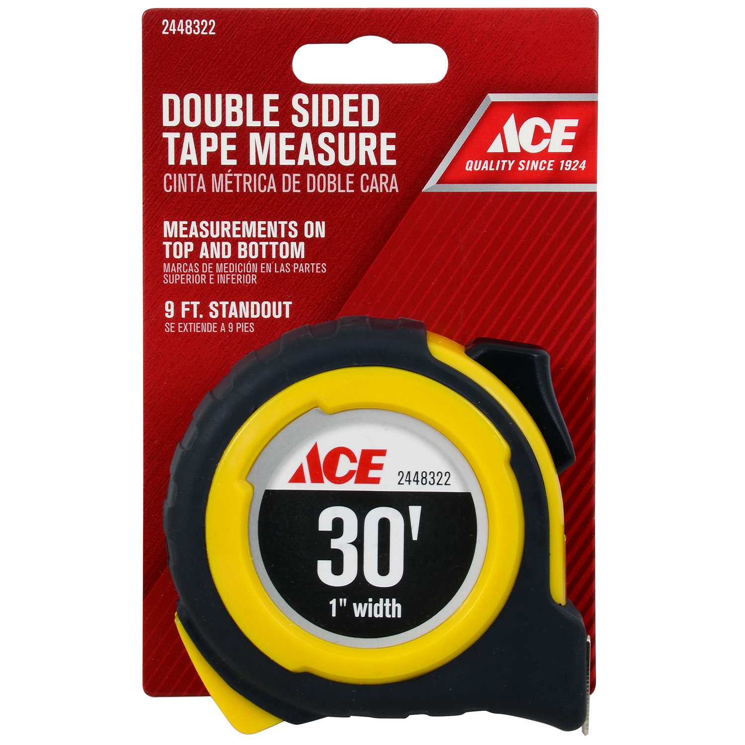 Ace 30 ft. L x 1 in. W Double Sided Tape Measure Yellow 1 pk Ace Hardware