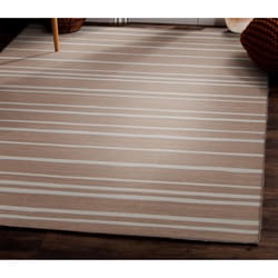 Linon Home Decor Jacklin 5 ft. W X 7 ft. L Cream/Tan Stripe Polyester Accent Rug