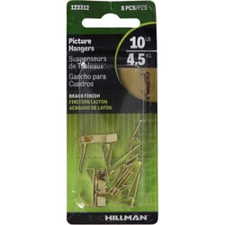 HILLMAN Brass-Plated Gold Conventional Picture Hanger 10 lb 8 pk