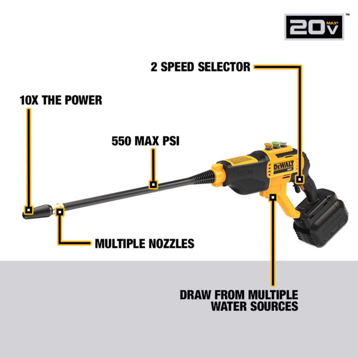 DeWalt 20V MAX DCPW550B OEM Branded psi Battery 1 gpm Portable Power Cleaner - Ace Hardware