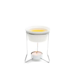 Nantucket Seafood Silver/White Ceramic Butter Warmer