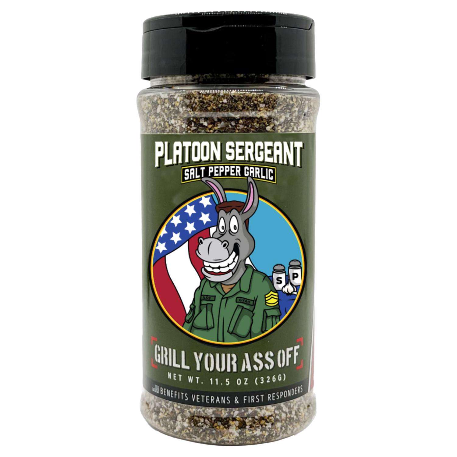 Grill Your Ass Off Platoon Sergeant Salt/Pepper/Garlic BBQ Seasoning 11