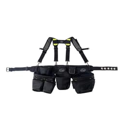 Dead On 20 pocket Polyester Tool Belt with Suspenders Black 52 in.