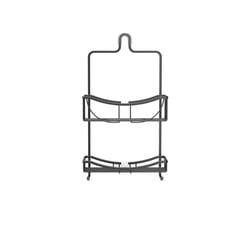 iDesign Everett Matte Black Push-Lock Suction Shower Corner Basket