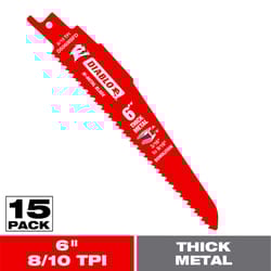 Diablo 6 in. Bi-Metal Thick Metal & Demolition Reciprocating Saw Blade 8 TPI 15 pk