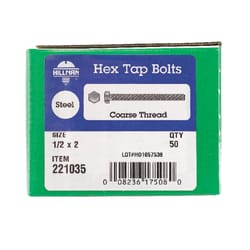 HILLMAN 1/2 in. D X 2 in. L Zinc Plated Steel Hex Tap Bolt 50 pk