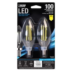 Feit Blunt Tip E12 (Candelabra) LED Bulb Daylight 100 Watt Equivalence 2 pk