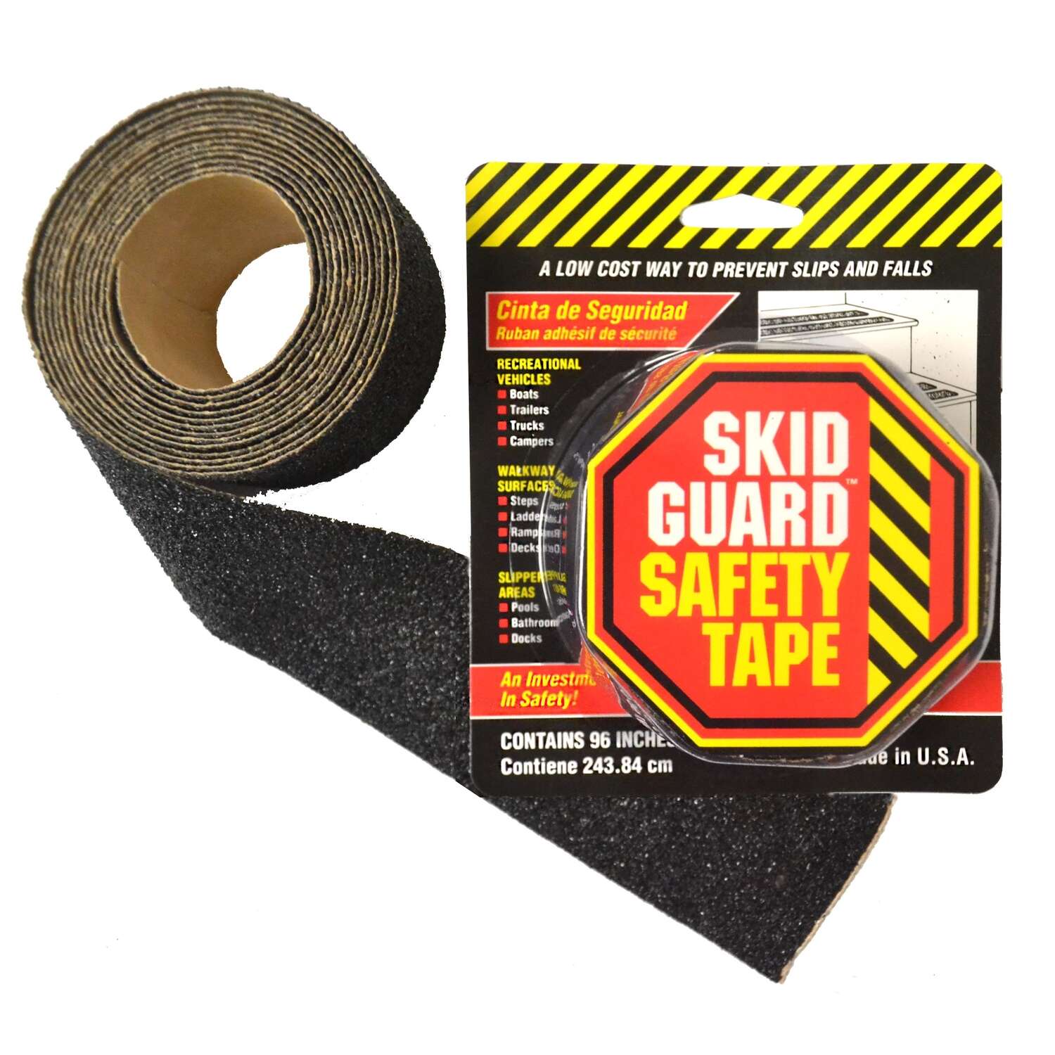 Skid Guard Safety Tape Strips Peel & Stick Weatherproof Steps Pools Boats