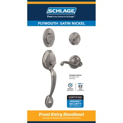 Schlage Plymouth / Flair Satin Nickel Single Cylinder Handleset and Knob Right or Left Handed
