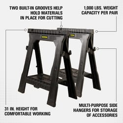 Stanley 32 in. H X 26-7/8 in. W X 2-1/8 in. D Folding Sawhorse 1000 lb. cap. 1 pk