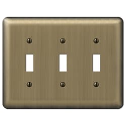 Amerelle Devon Brushed Brass 3 gang Stamped Steel Toggle Wall Plate 1 pk