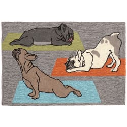 Liora Manne Frontporch 1.67 ft. W X 2.5 ft. L Multi-color Yoga Dogs Polyester Accent Rug