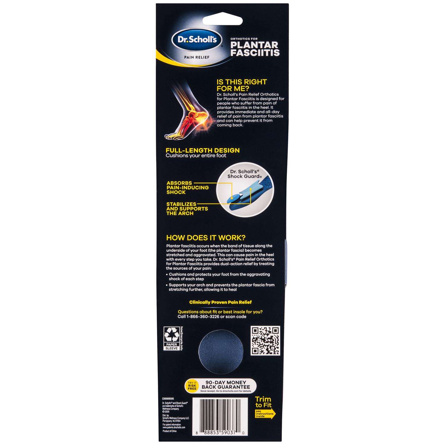 Dr Scholl's Plantar Fasciitis Men's Insoles 8-13 Blue 1 pair - Ace Hardware