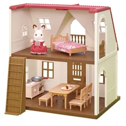 Calico Critters Red Roof Cozy Cottage Dollhouse 24 pc