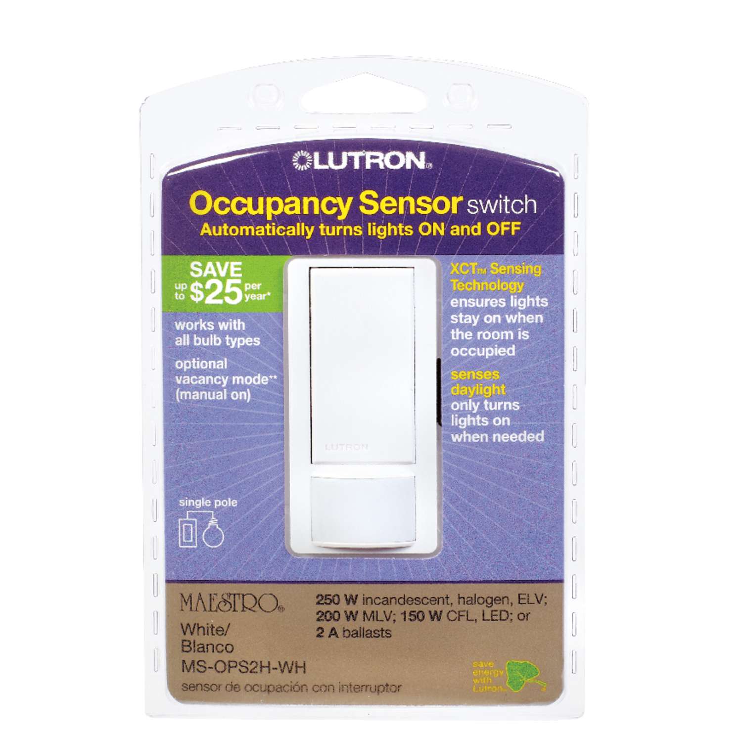 Lutron Maestro Occupancy 2 amps Single Pole Motion Sensor Switch White 1 pk Ace Hardware