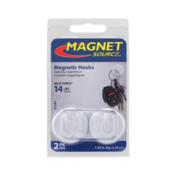Magnet Source 1.4 in. L X 1.25 in. W White Magnetic Hooks 14 lb. pull 2 pk