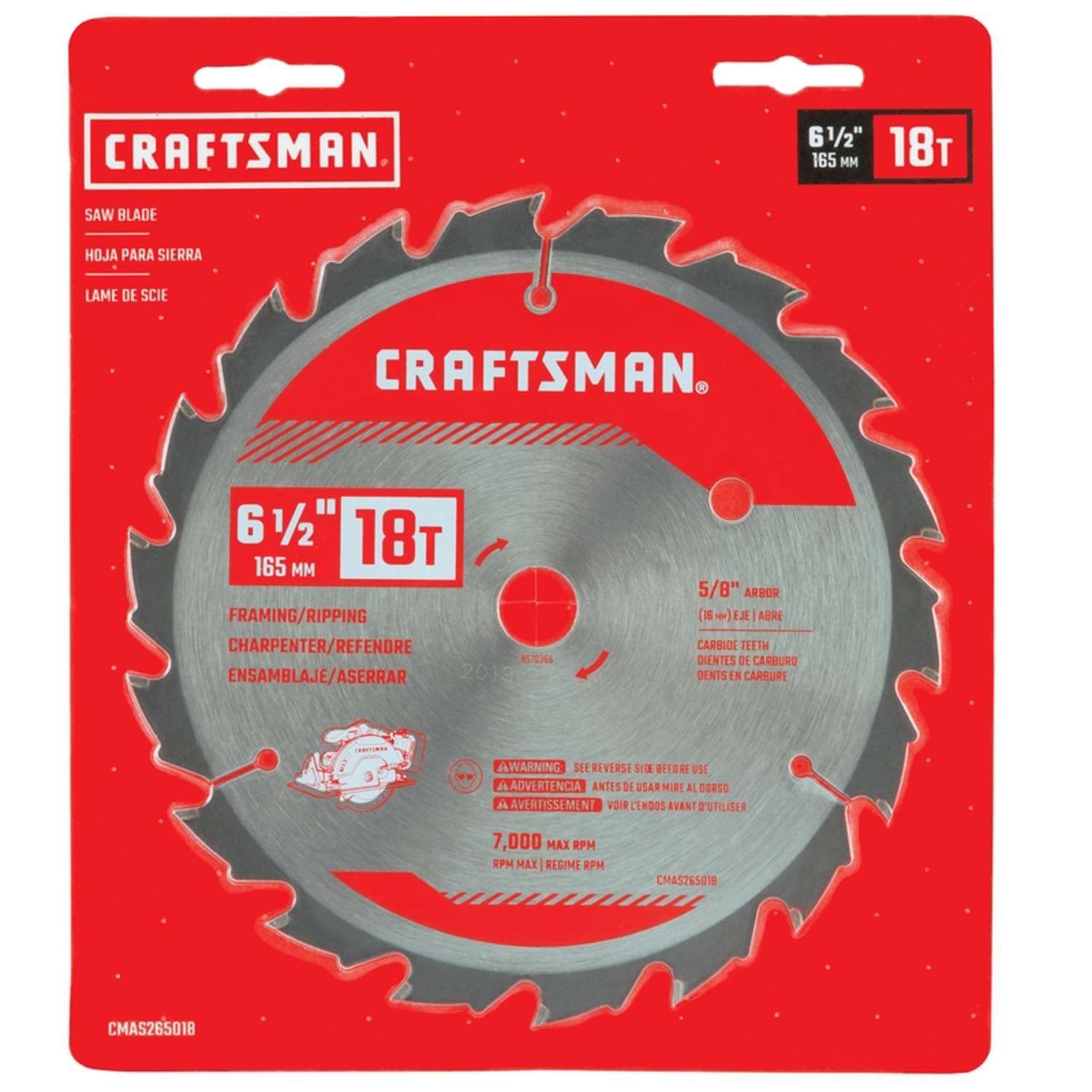 Craftsman 6 1 2 in. D X 5 8 in. Thin Kerf Carbide Circular Saw