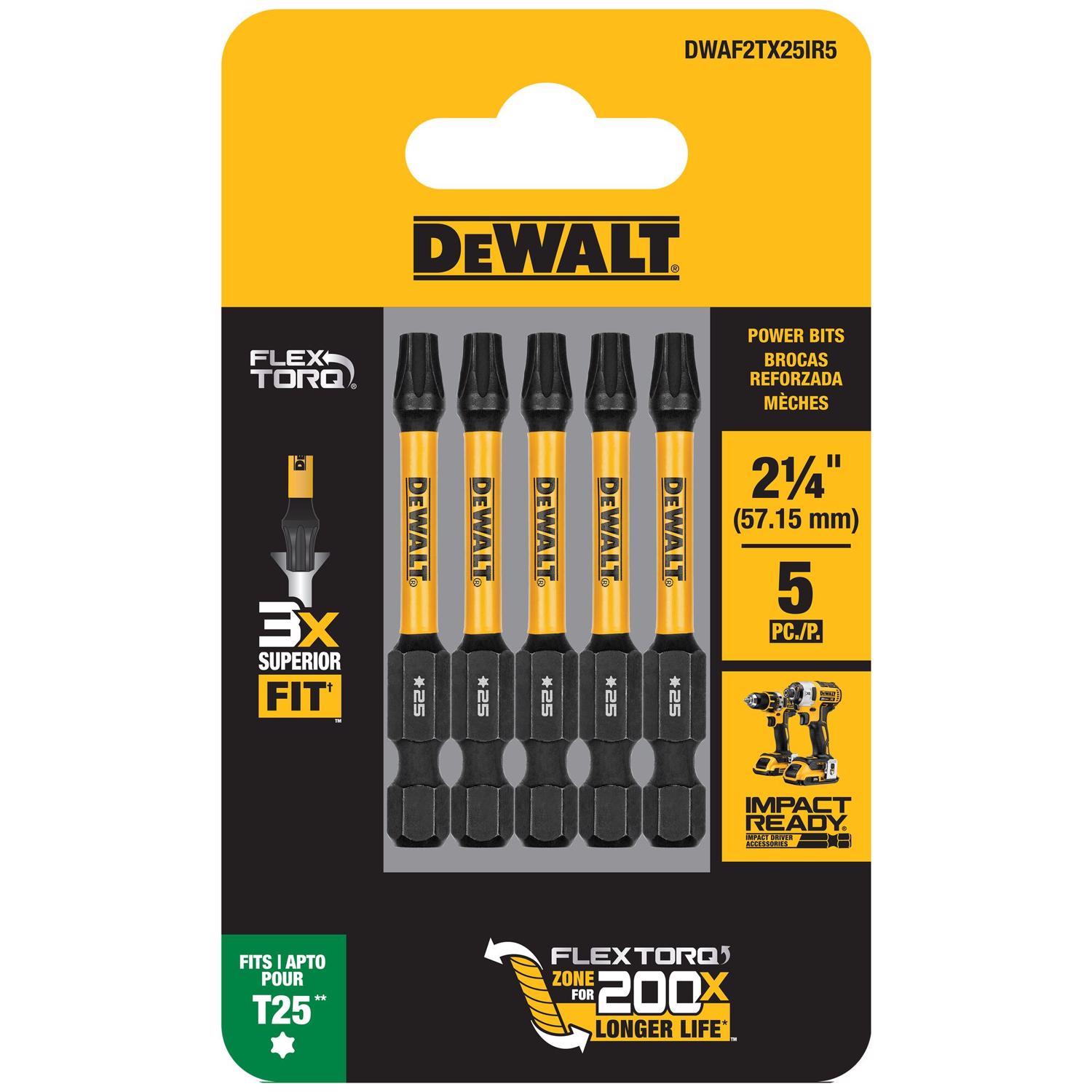 Photos - Drill Bit DeWALT FlexTorq Torx T25 X 2-1/4 in. L Screwdriver Bit Steel 5 pc DWAF2TX2 