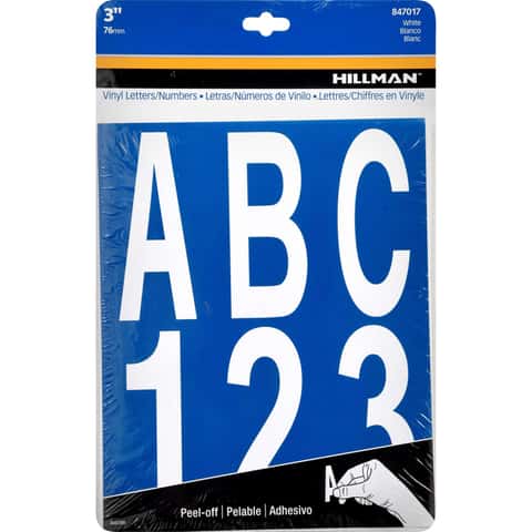 Hillman 848629 Vinyl 1-in Reflective Self-Adhesive A-Z & 0-9 Letter &  Numbers Set, Black & White, 112-pc