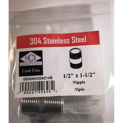 Smith-Cooper 1/2 in. MPT Stainless Steel 1-1/2 in. L Nipple