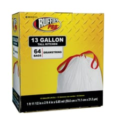 Ruffies Pro 13 gal Tall Kitchen Bags Drawstring 64 pk 0.85 mil