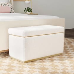 Linon Home Decor Stella Natural Sherpa Fabric Modern Ottoman 1 pk