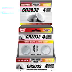 Blazing Voltz Lithium CR2032 3 V Button Cell Battery 4 pk