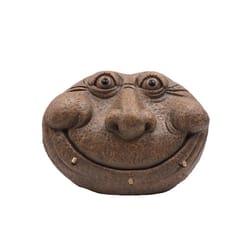 Luxe Light Decor Bronze Resin/Stone 8.66 in. H X 18.86 in. W Smiling Stone Face with Solar LEDs Stat